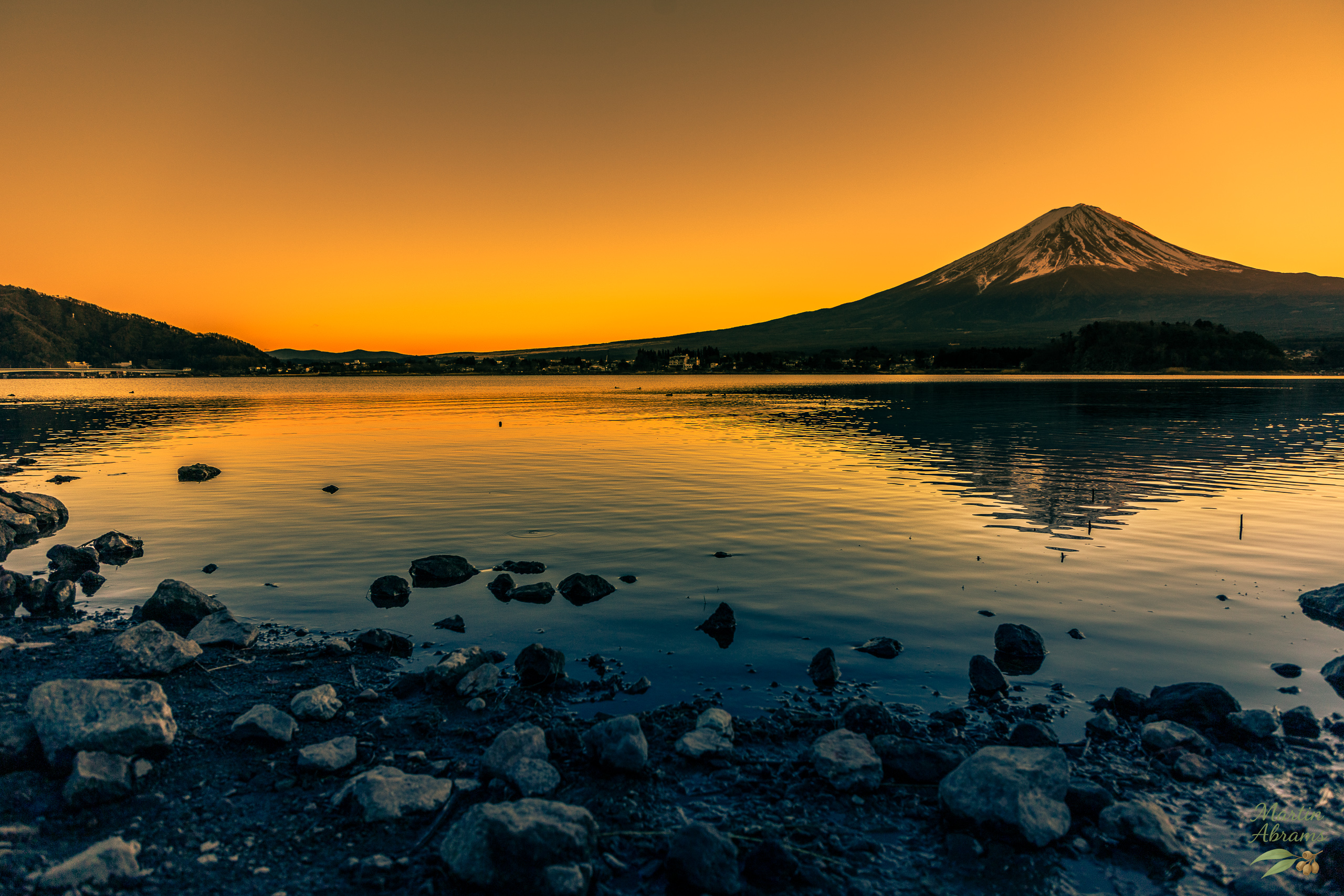 Mountains Fujisan with golden light